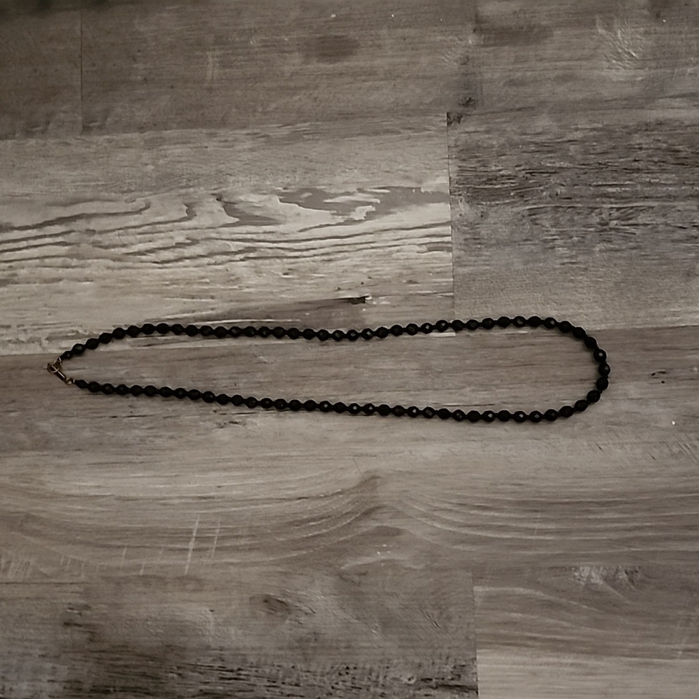 Vintage Black Glass Beaded Necklace